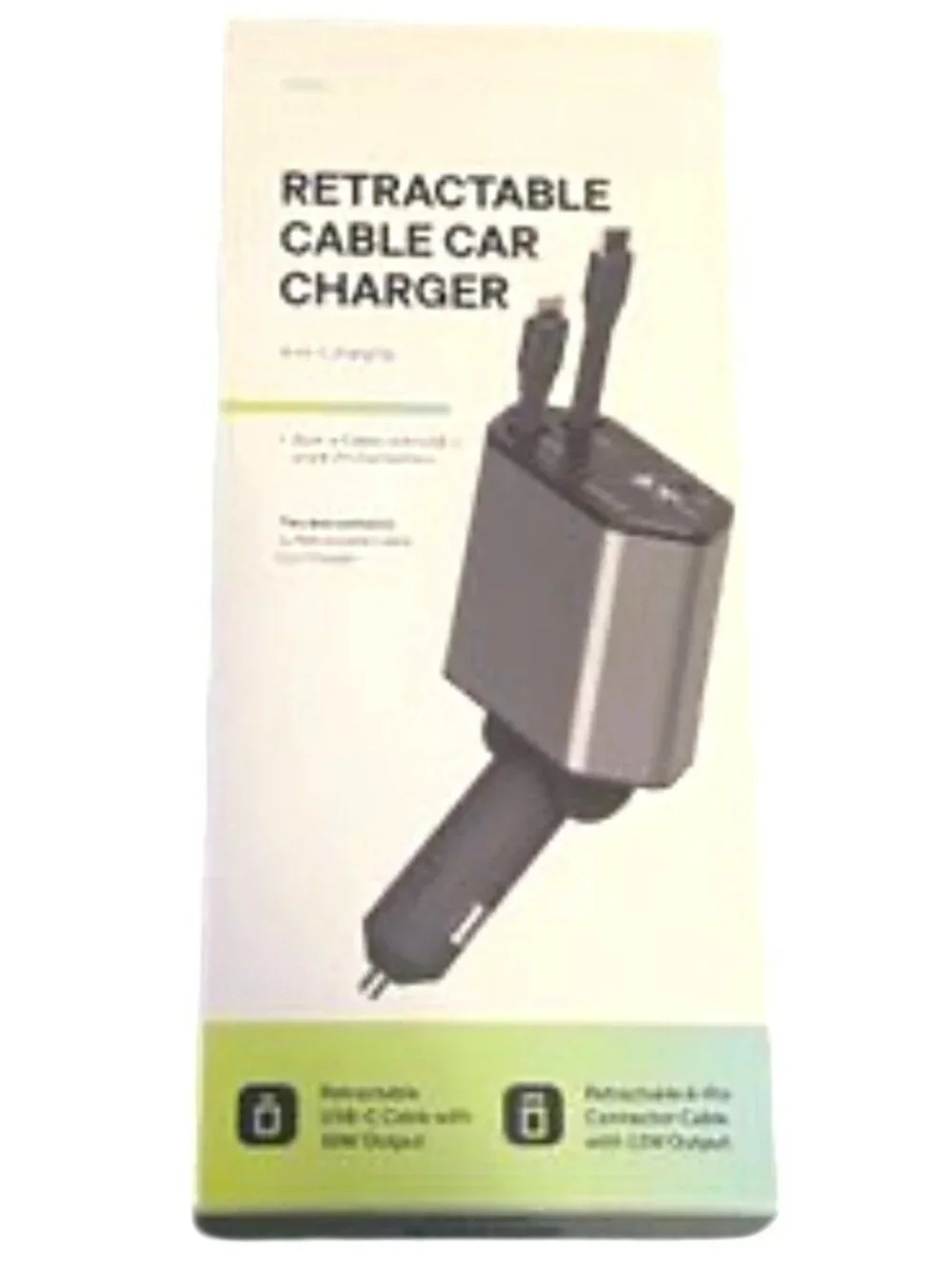 ZSOU 4-In-1 Retractable Car Charger USB-C Fast Speed Cables Dual USB Max Output